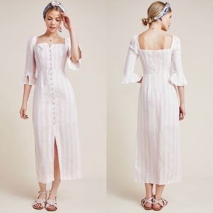 Anthropologie Structured Linen Midi Dress